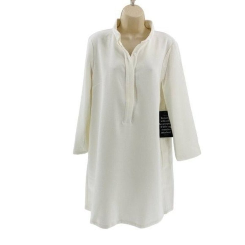 Tuckernuck | NEW White Stretch Crepe Avery Long Sleeve Shirt Dress Size M - Picture 4 of 12